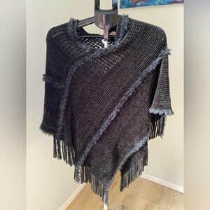Natural Life Chenille Poncho Scarf Charcoal